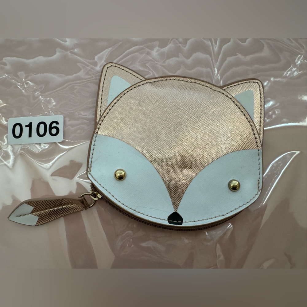 (0106) Cute Fox Coin Purse nwot metallic rose gold
